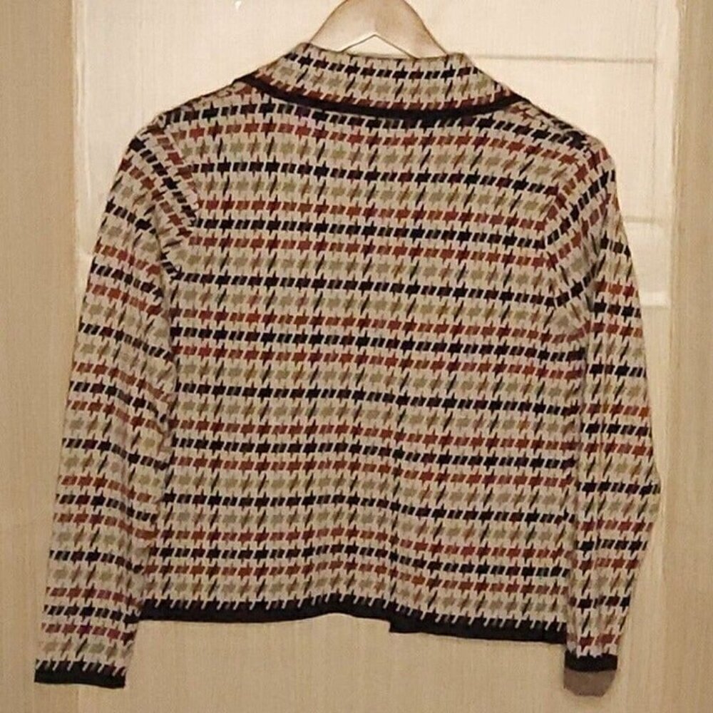 Tahari Womens Tan Green Orange Soft Open Front Sweater Blazer Small - Picture 2 of 5